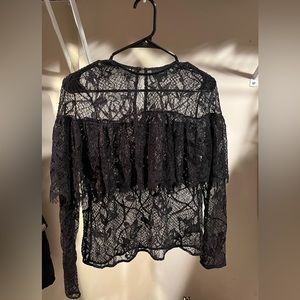 Black Lace Fringe Top
